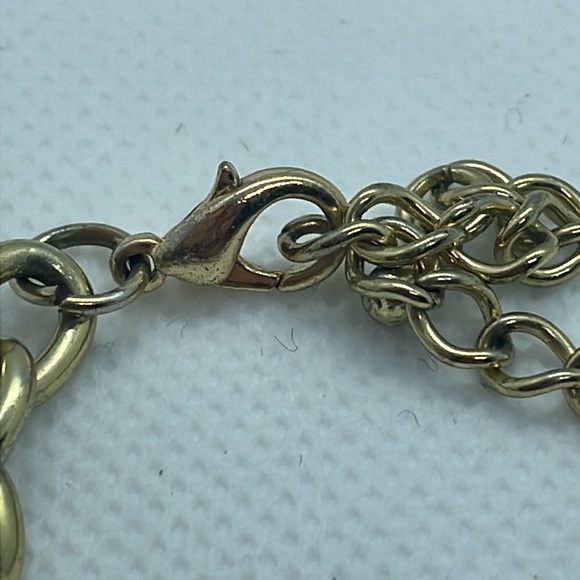 Juicy Couture Gold Tone Charm Bracelet Eiffel Tower Diploma Crest & Rhinestone - Picture 12 of 13